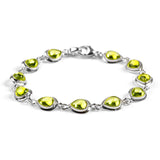 Classic Teardrop Link Bracelet in Silver with 24ct Gold & Peridot