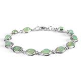 Classic Teardrop Link Bracelet in Silver and Prehnite