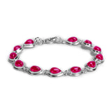 Classic Teardrop Link Bracelet in Silver and Ruby