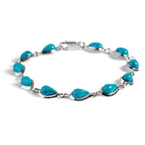 Classic Teardrop Link Bracelet in Silver with 24ct Gold and Turquoise