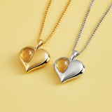 November Birthstone Heart Necklace in Silver & Citrine