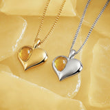 November Birthstone Heart Necklace in Silver & Citrine