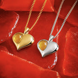 November Birthstone Heart Necklace in Silver & Citrine
