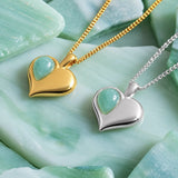 March Birthstone Heart Necklace in Silver & Aquamarine