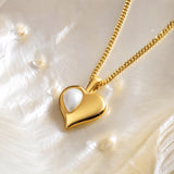 June Birthstone Heart Necklace in Silver with 24ct Gold & Pearl