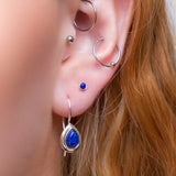 Teeny Tiny Round Stud Earrings in Silver and Lapis Lazuli