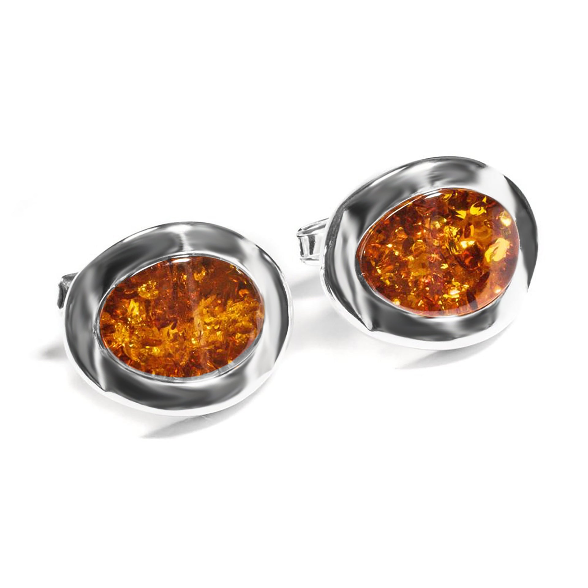 Chunky Oval Centre Cufflinks Cognac Amber