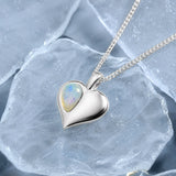 October Birthstone Heart Necklace in Silver & Ethiopian Opal