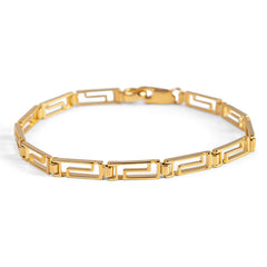 Versace Inspired Greek Bracelet in Silver with 24ct Gold