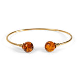 Double Ball Cuff Bangle in Silver & Amber