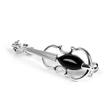 Musical Violin Brooch Silver with 24ct Gold and Black Onyx