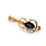 Musical Violin Brooch Silver with 24ct Gold and Black Onyx