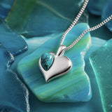 December Birthstone Heart Necklace in Silver & Turquoise