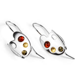 Artist Palette Hook Earrings in Silver and Amber
