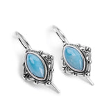 Vintage Style Earrings in Silver and Larimar