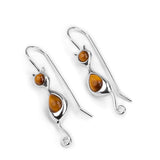 Cat Drop Earrings in Silver and Tiger's Eye
