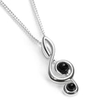 Musical Treble Clef Necklace in Silver and Black Onyx