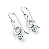 Music Treble Clef Hook Earrings in Silver and Blue Topaz