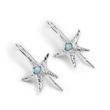 Starfish Hook Earrings in Silver & Larimar