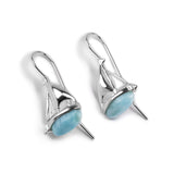 Sailboat / Boat / Yacht Drop Earrings in Silver and Larimar