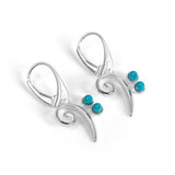 Bass Clef Music Note Drop Earrings in Silver & Turquoise