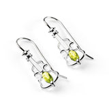 Music Violin Hook Earrings in Silver and Peridot
