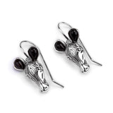 Zebra Hook Earrings in Silver and Cherry Amber