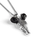 Zebra Necklace in Silver and Cherry Amber