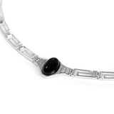 Versace Inspired Greek Necklace in Silver & Black Onyx