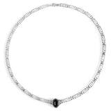 Versace Inspired Greek Necklace in Silver & Black Onyx