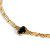 Versace Inspired Greek Necklace in Silver & Black Onyx