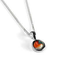 Round Charm Necklace in Silver and Oyster Copper Turquoise