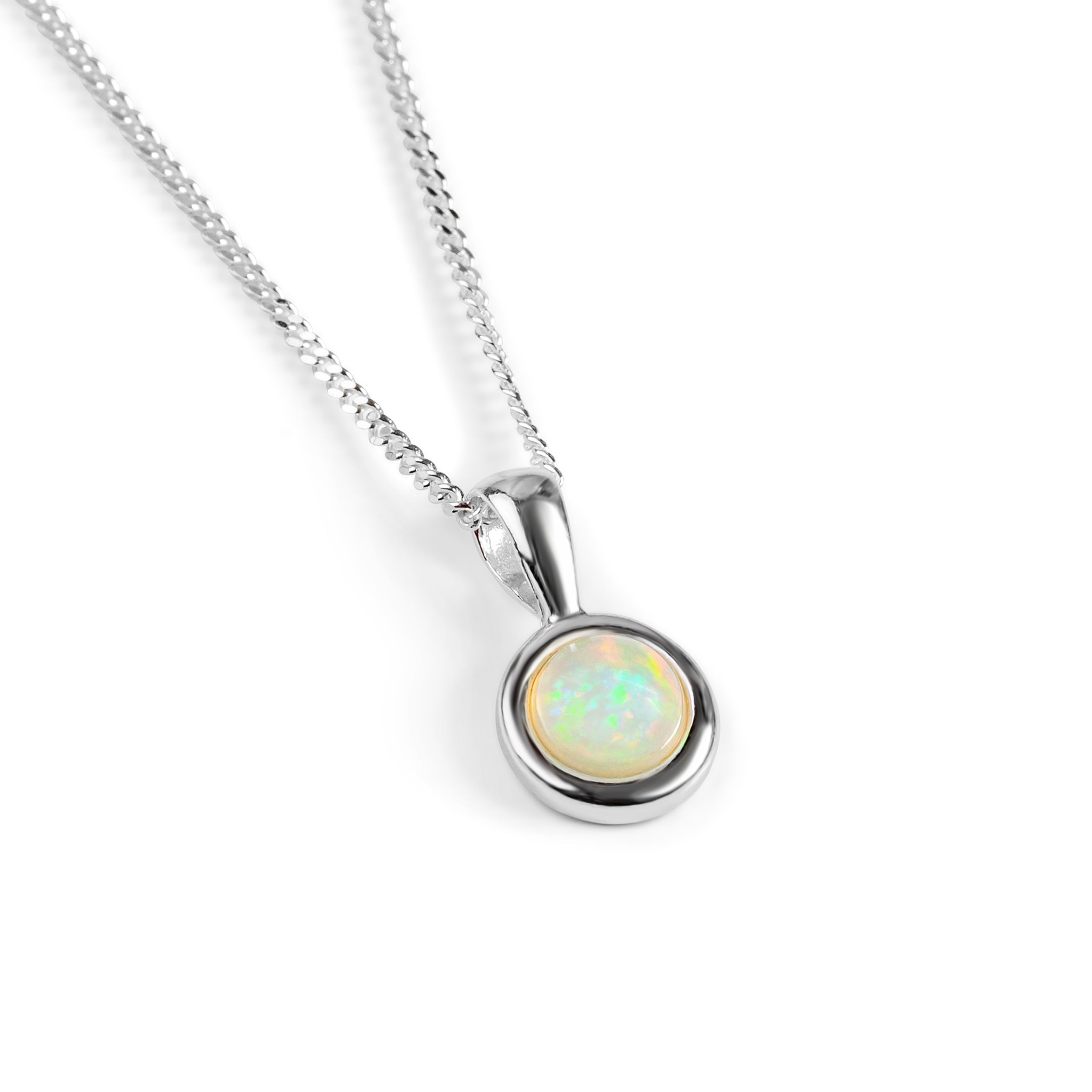 Full Sterling Silver Oval White fire Opal Necklace, Dainty Opal Jewelry For  Mom | eBay