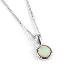 Round Charm Necklace in Silver and Ethiopian Opal