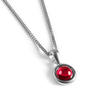 Round Charm Necklace in Silver with 24ct Gold and Garnet