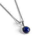 Round Charm Necklace in Silver and Lapis Lazuli