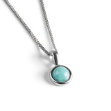 Round Charm Necklace in Silver and Larimar