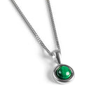 Round Charm Necklace in Silver and Malachite