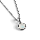 Round Charm Necklace in Silver and Moonstone