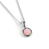 Round Charm Necklace in Silver and Peruvian Pink Opal