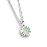 Round Charm Necklace in Silver and Prehnite