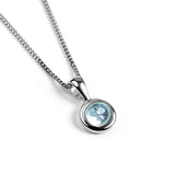 Round Charm Necklace in Silver and Blue Topaz