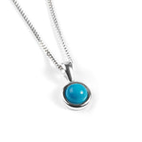 Round Charm Necklace in Silver and Turquoise