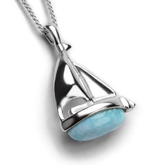 Large Sailboat / Boat / Yacht Necklace in Silver & Larimar