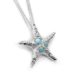 Large Starfish Necklace in Silver & Larimar