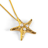 Large Starfish Necklace in Sterling Silver with 24ct Gold & Pearl