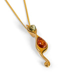 Cat Necklace in Silver with 24ct Gold and Amber