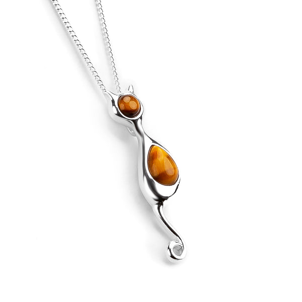 Cat Necklace in Silver and Tiger's Eye