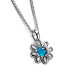Daisy Flower Necklace in Silver and London Blue Topaz