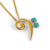Music Bass Clef Necklace in Silver and Turquoise